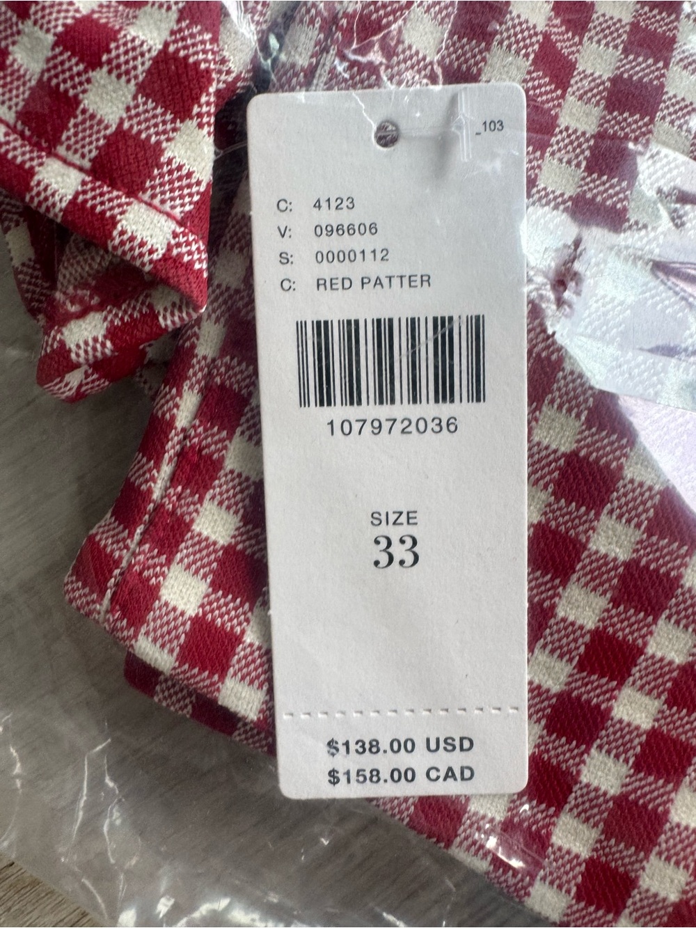 NWT Anthropologie Maeve the Colette Women's Red Gingham Ruffle Hem Pants Size 33 - Picture 7 of 9